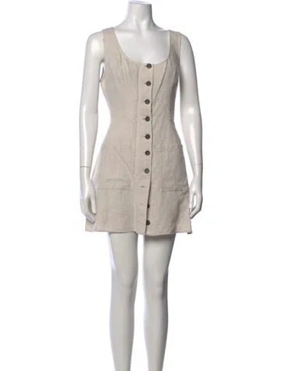 Pre-owned Reformation Linen Mini Dress In Neutrals