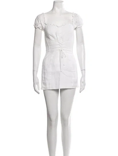 Pre-owned Reformation Linen Mini Dress In Neutrals