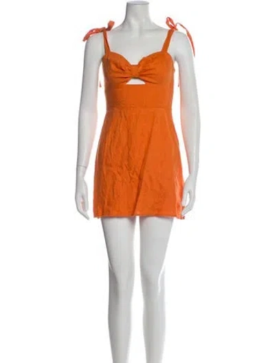 Pre-owned Reformation Linen Mini Dress In Orange