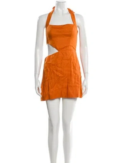 Pre-owned Reformation Linen Mini Dress In Orange