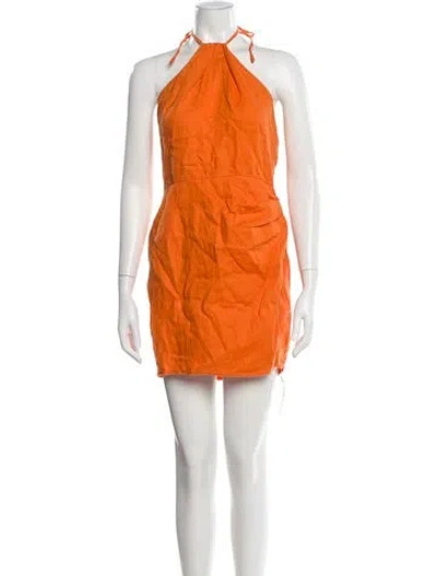 Pre-owned Reformation Linen Mini Dress In Orange
