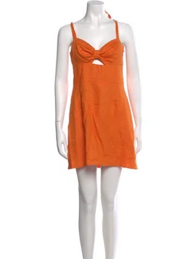 Pre-owned Reformation Linen Mini Dress In Orange