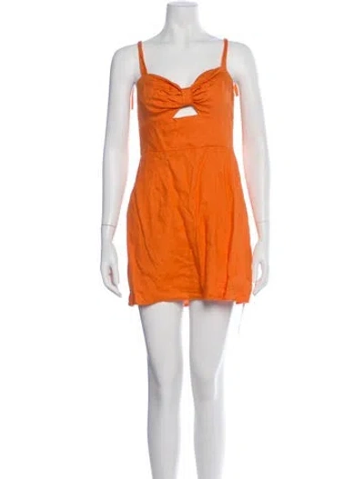 Pre-owned Reformation Linen Mini Dress In Orange
