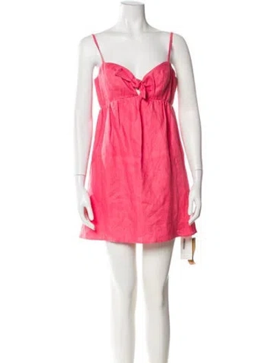 Pre-owned Reformation Linen Mini Dress In Pink