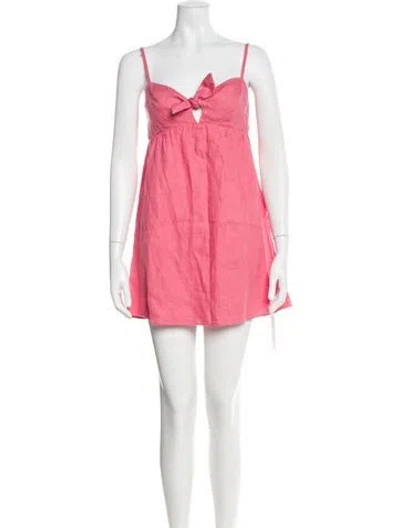 Pre-owned Reformation Linen Mini Dress In Pink