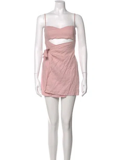 Pre-owned Reformation Linen Mini Dress In Pink