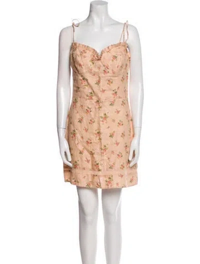 Pre-owned Reformation Linen Mini Dress In Pink
