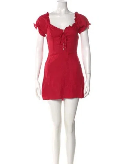 Pre-owned Reformation Linen Mini Dress In Red