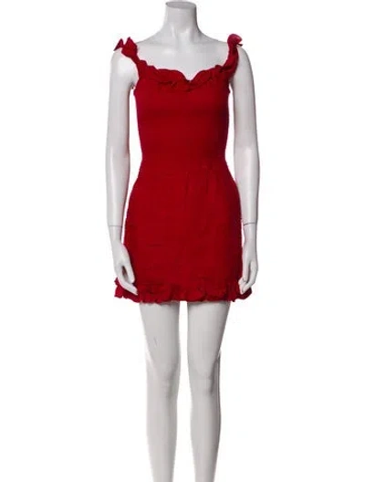 Pre-owned Reformation Linen Mini Dress In Red
