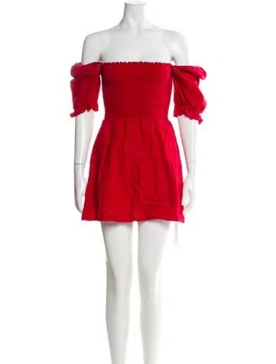 Pre-owned Reformation Linen Mini Dress In Red
