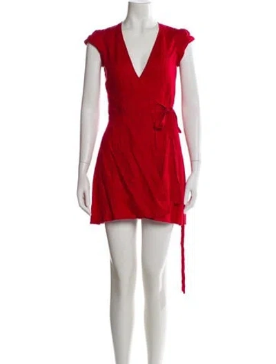 Pre-owned Reformation Linen Mini Dress In Red