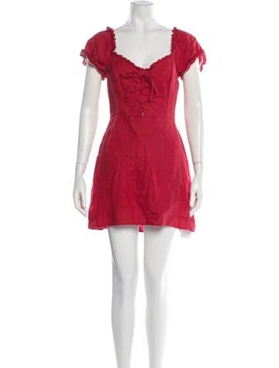Pre-owned Reformation Linen Mini Dress In Red