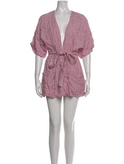Pre-owned Reformation Linen Mini Dress In Red