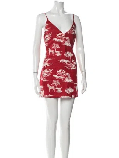 Pre-owned Reformation Linen Mini Dress In Red