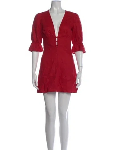 Pre-owned Reformation Linen Mini Dress In Red