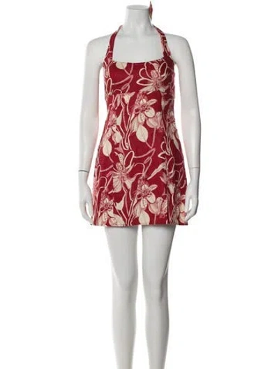 Pre-owned Reformation Linen Mini Dress In Red