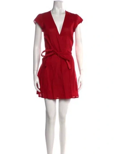 Pre-owned Reformation Linen Mini Dress In Red