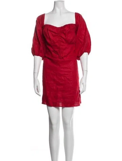 Pre-owned Reformation Linen Mini Dress In Red