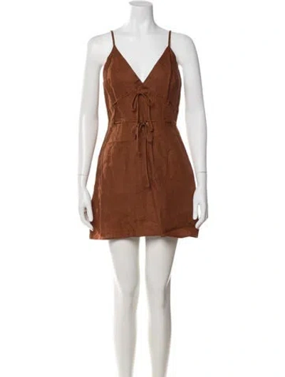 Pre-owned Reformation Linen Mini Dress W/ Tags In Brown