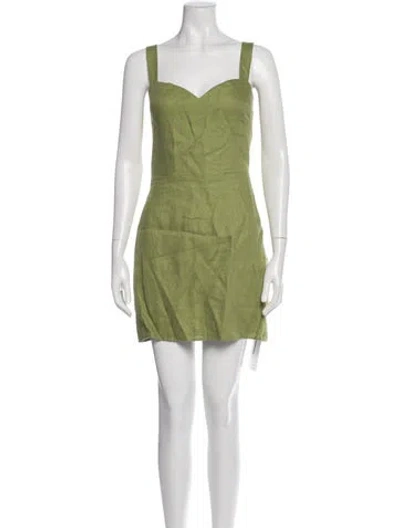 Pre-owned Reformation Linen Mini Dress W/ Tags In Green
