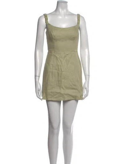 Pre-owned Reformation Linen Mini Dress W/ Tags In Green