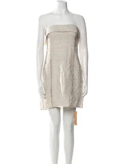 Pre-owned Reformation Linen Mini Dress W/ Tags In Neutral