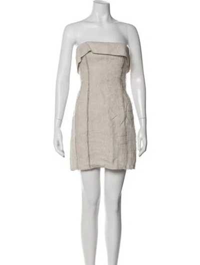 Pre-owned Reformation Linen Mini Dress W/ Tags In Neutral