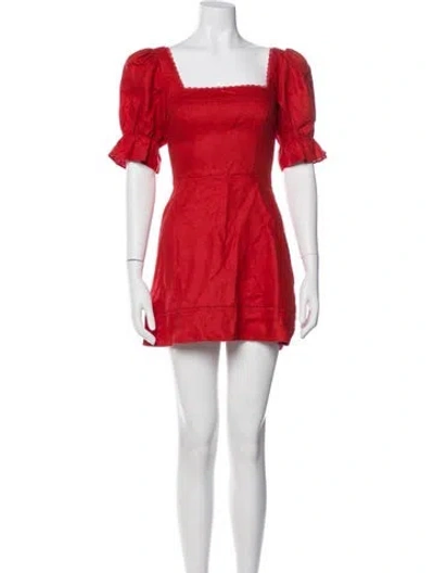 Pre-owned Reformation Linen Mini Dress W/ Tags In Red