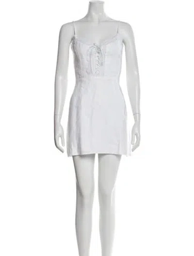 Pre-owned Reformation Linen Mini Dress W/ Tags In White