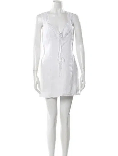 Pre-owned Reformation Linen Mini Dress In White