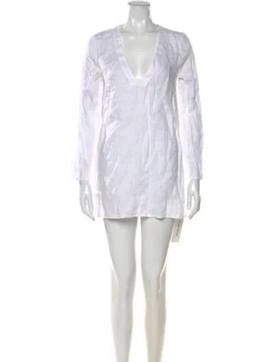 Pre-owned Reformation Linen Mini Dress In White