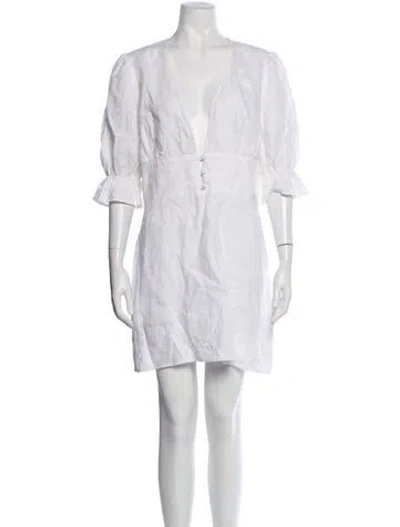 Pre-owned Reformation Linen Mini Dress In White