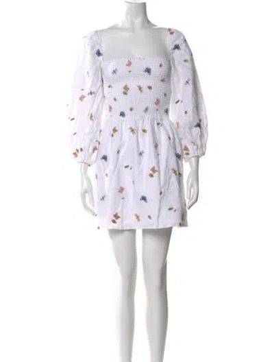 Pre-owned Reformation Linen Mini Dress In White