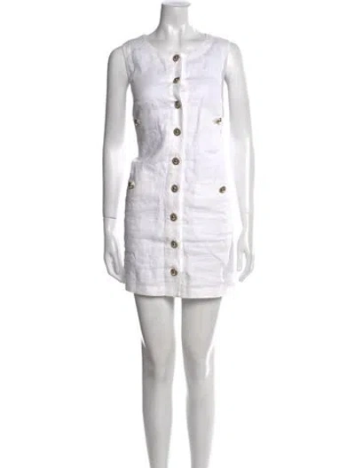 Pre-owned Reformation Linen Mini Dress In White