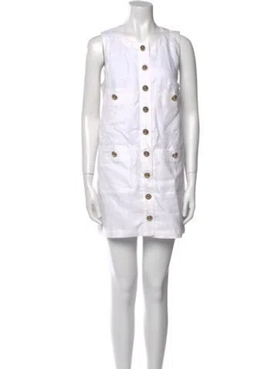Pre-owned Reformation Linen Mini Dress In White