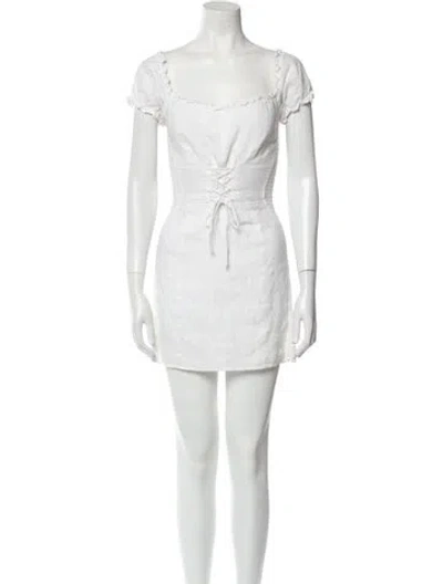 Pre-owned Reformation Linen Mini Dress In White