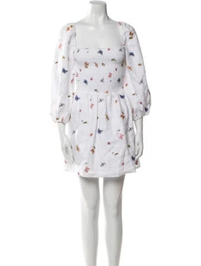 Pre-owned Reformation Linen Mini Dress In White