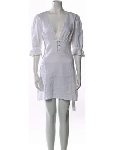 Pre-owned Reformation Linen Mini Dress In White