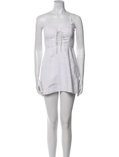 Pre-owned Reformation Linen Mini Dress In White