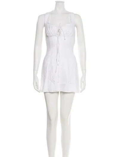 Pre-owned Reformation Linen Mini Dress In White