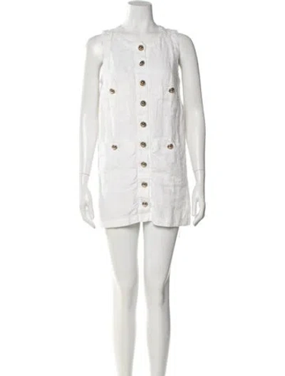 Pre-owned Reformation Linen Mini Dress In White