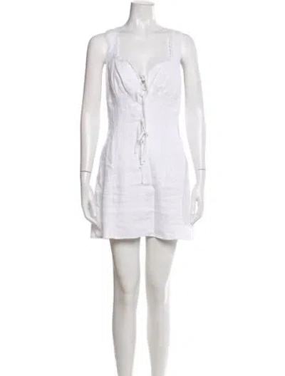 Pre-owned Reformation Linen Mini Dress In White