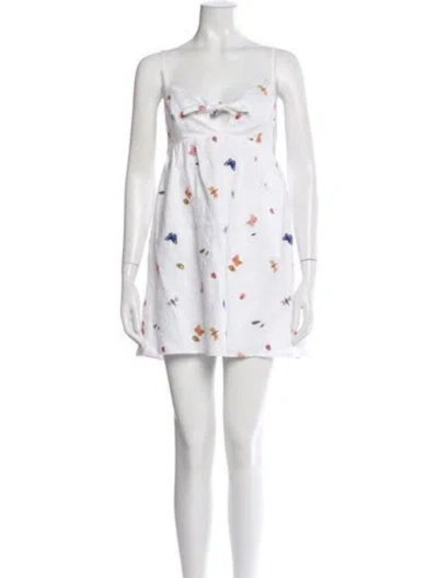 Pre-owned Reformation Linen Mini Dress In White