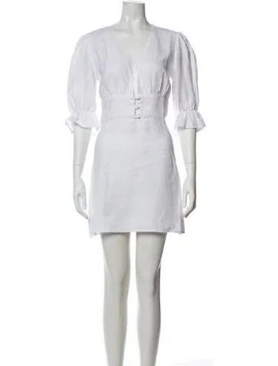 Pre-owned Reformation Linen Mini Dress In White