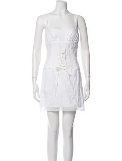 Pre-owned Reformation Linen Mini Dress In White