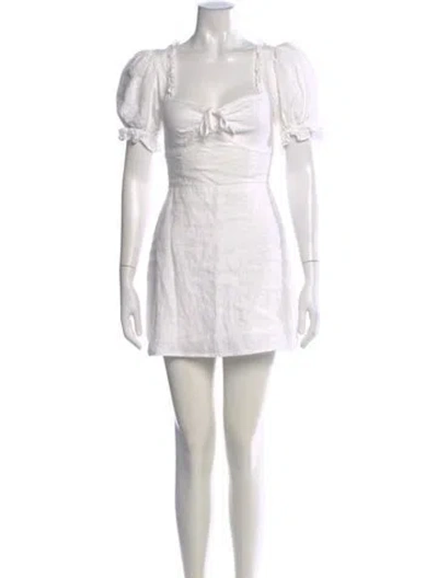 Pre-owned Reformation Linen Mini Dress In White