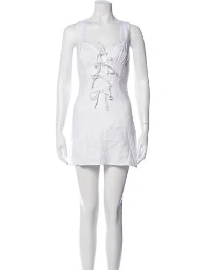 Pre-owned Reformation Linen Mini Dress In White