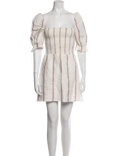 Pre-owned Reformation Linen Mini Dress In White