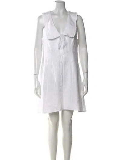 Pre-owned Reformation Linen Mini Dress In White