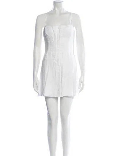 Pre-owned Reformation Linen Mini Dress In White